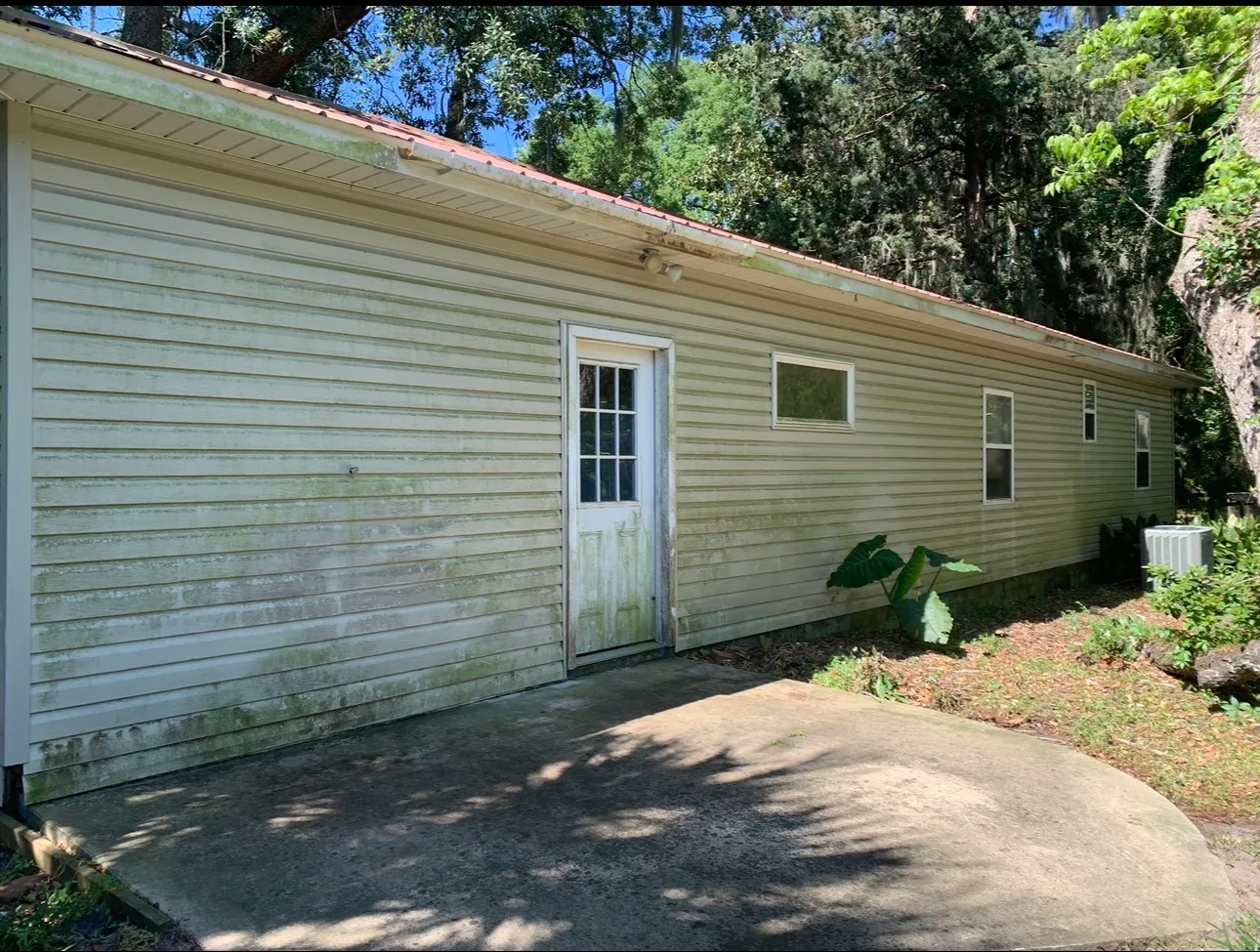 Dirty siding before pressure washing